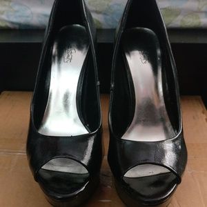 City Streets Black Patent Platform Heels